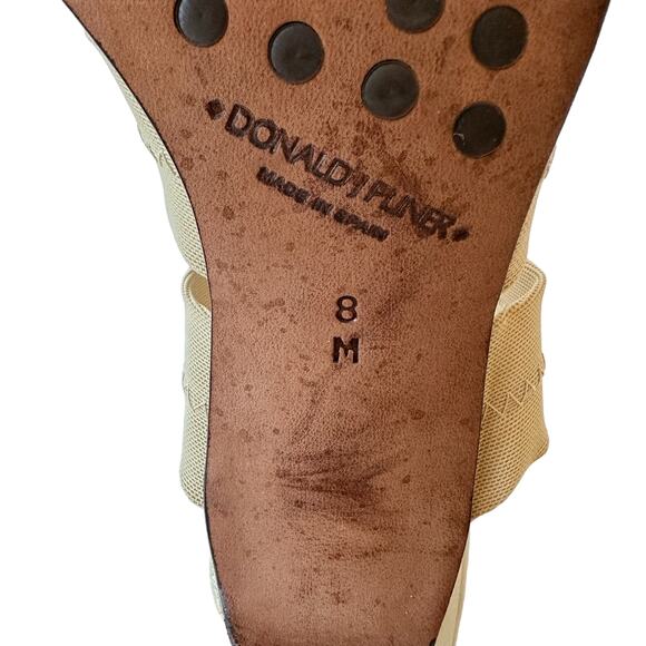 Donald J Pliner Heels Beige Fabric Strappy Slip On Heels Leather Women's Size 8M - Picture 6 of 10